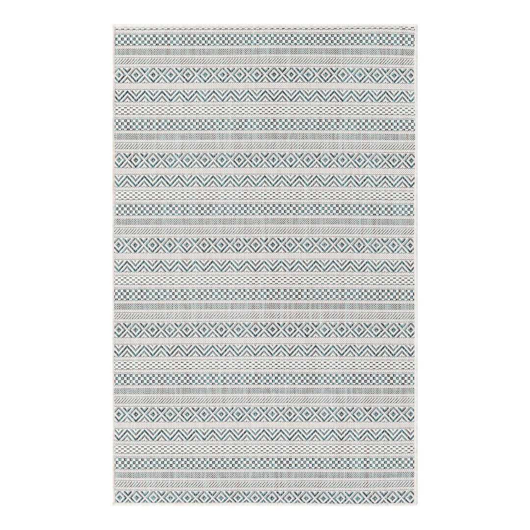 Hewitt Striped Teal Indoor / Outdoor Area Rug Steelside™ Rug Size: Rectangle 3'3" x 5'3"