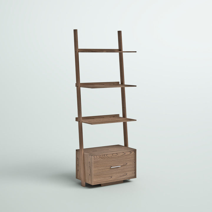 69'' H x 24.75'' W Solid Wood Ladder Bookcase Ebern Designs Color: Driftwood