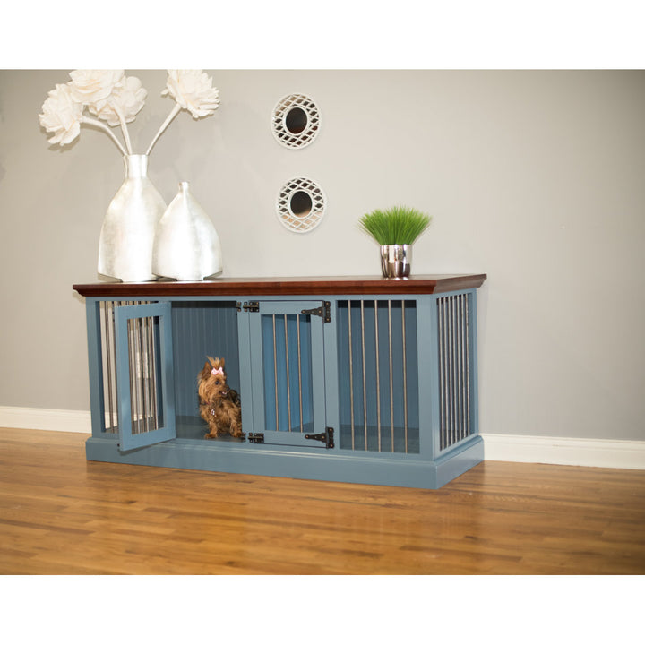 Damien Double Wide Credenza Pet Crate Archie & Oscar™ Top Finish: Concord Cherry, Base Finish: Caribbean Dream