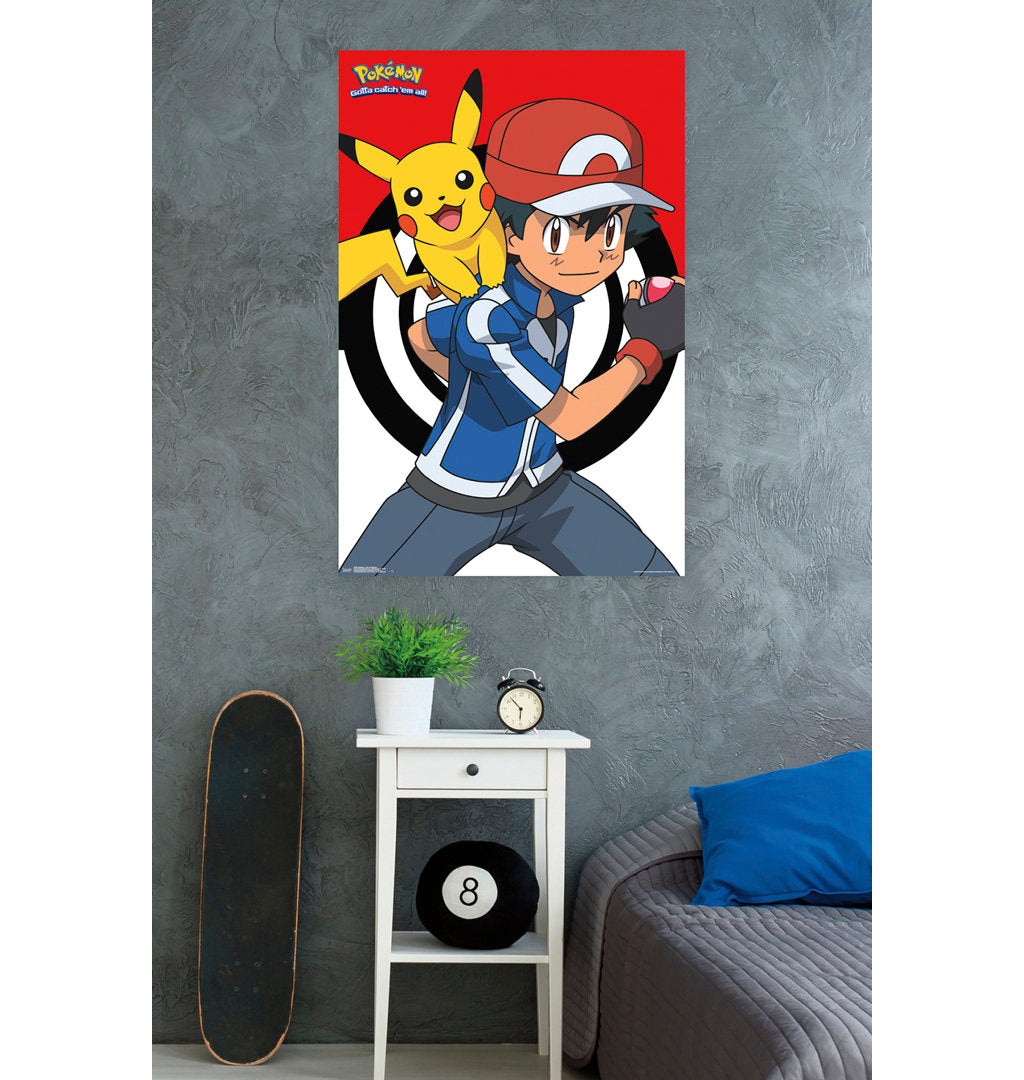 Pokémon - Ash and Pikachu Paper Print Trends International