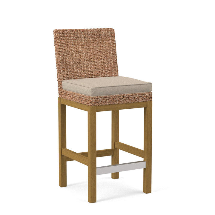 Seagrass Top Counter Stool Braxton Culler Leg Color: Honey Finish Body Fabric: Gray Leopard; 0742-83