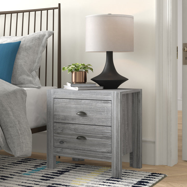 Montauk 2 Drawer Nightstand Grain Wood Furniture Color: Rustic Gray