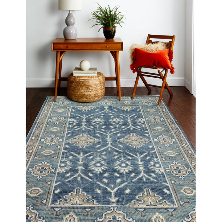 Jandreau Oriental Hand Knotted Wool Blue/Beige Area Rug Lark Manor™ Rug Size: Rectangle 7'6" x 9'6"