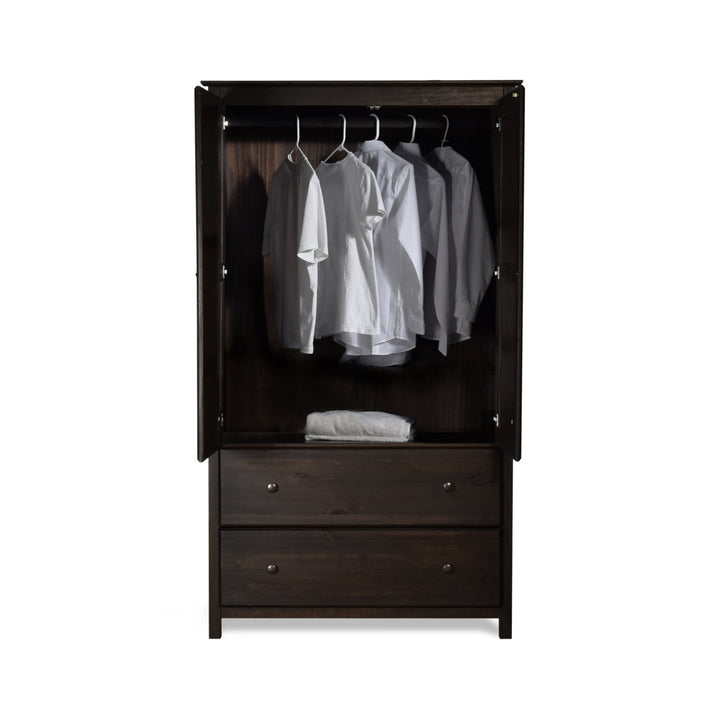 Shaker Wardrobe Armoire Grain Wood Furniture Color: Espresso