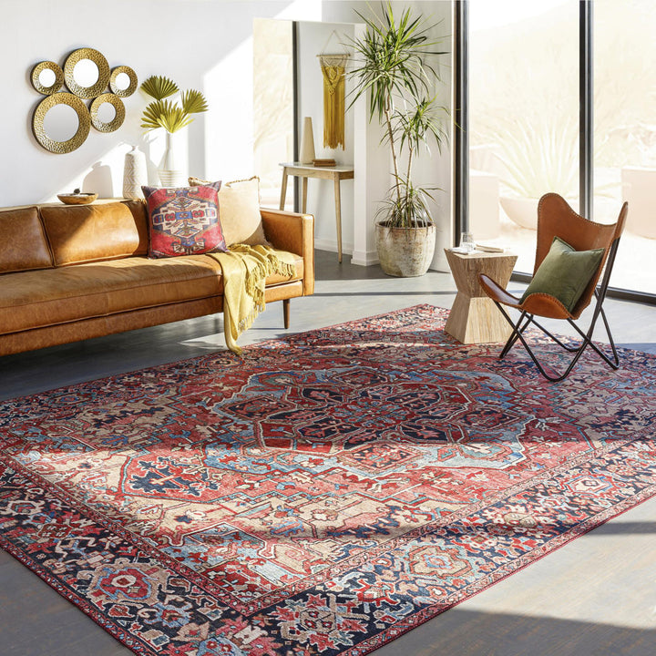 Fleckenstein Oriental Bright Red/Beige/Blue Area Rug Langley Street® Rug Size: Rectangle 7'6" x 9'6"