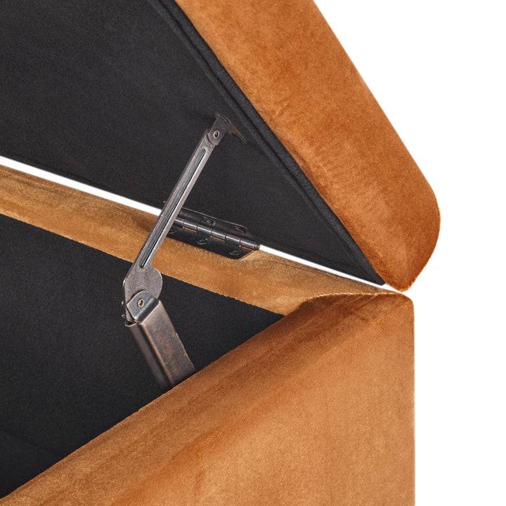 Idalynn 50.75" Wide Tufted Rectangle Storage Ottoman Lark Manor™ Body Fabric: Apricot Velvet