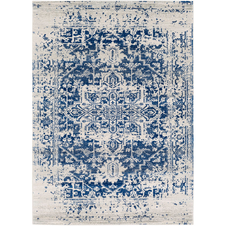 Hillsby Oriental Pure Navy/Light Gray Area Rug Mistana™ Rug Size: Rectangle 9'3" x 12'6"