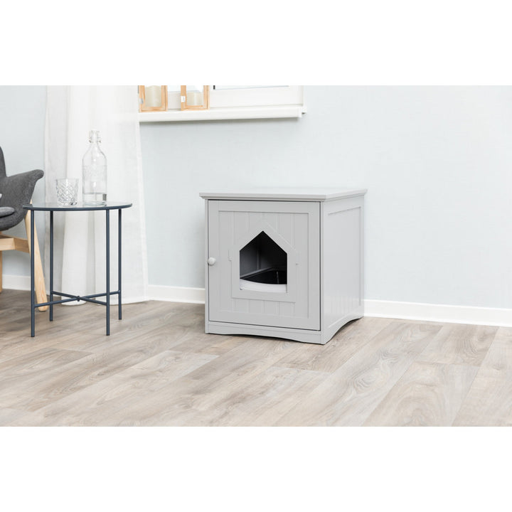 TRIXIE Small Cat Litter Box Enclosure Hide Litter Indoor Cat Home Cat Furniture Accent Table TRIXIE Color: Gray