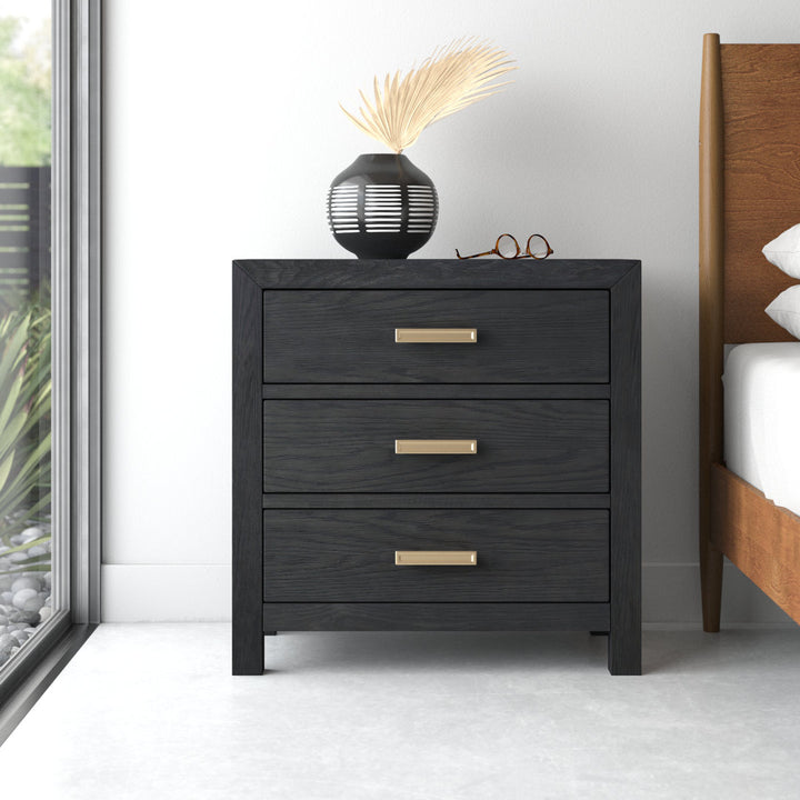 Ashdon 3 - Drawer Solid Wood Nightstand Wade Logan® Color: Charcoal