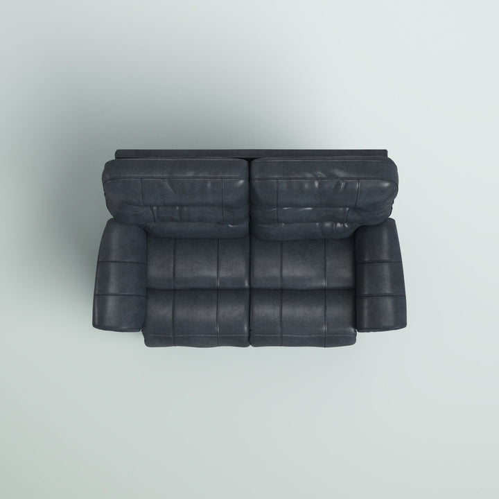 Fuller 64" Genuine Leather Pillow Top Arm Reclining Loveseat Steelside™