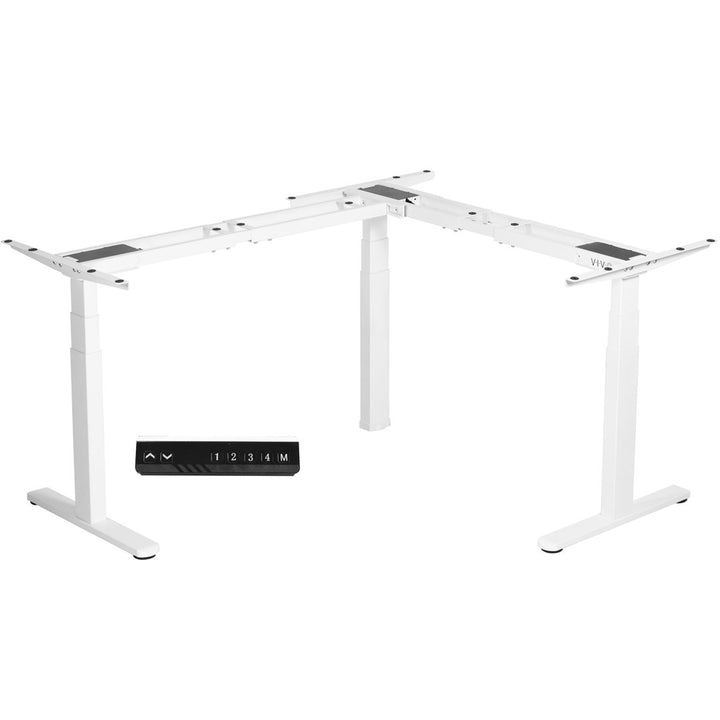 VIVO White Electric Motor Height Adjustable Corner 3 Leg Standing Desk Frame (Frame Only) Vivo