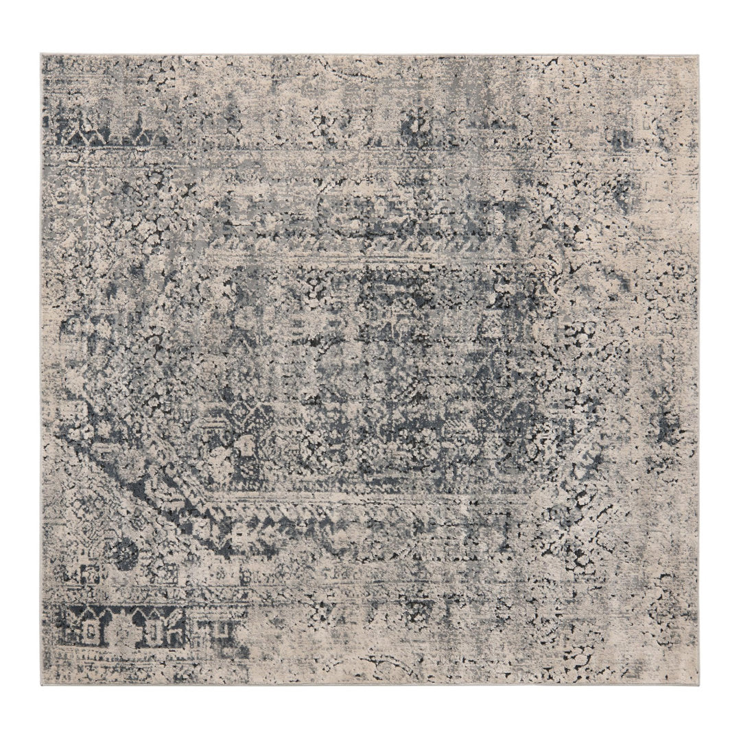 Corteney Oriental Gray Area Rug Alcott Hill® Rug Size: Square 5'