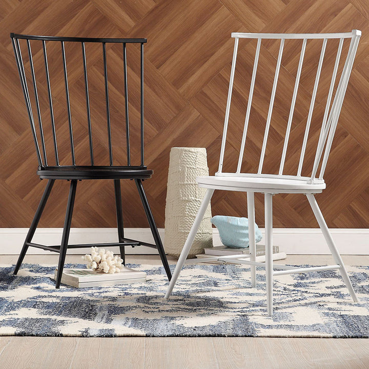 Kennamer Metal Slat Back Side Chair (Set of 2) Laurel Foundry Modern Farmhouse® Color: White