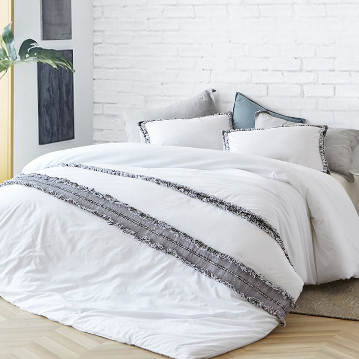 Portugal Boa Noite 200TC Washed Percale Cotton Fringe Duvet Cover Byourbed Size: Queen Duvet Cover