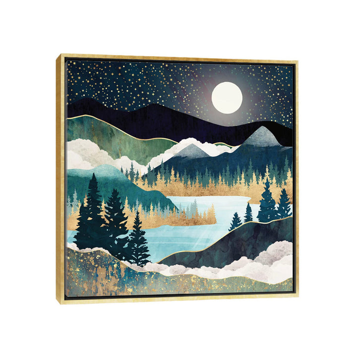 Star Lake' by SpaceFrog Designs - Print East Urban Home Size: 37" H x 37" W x 1.5" D Format: Gold Framed Canvas
