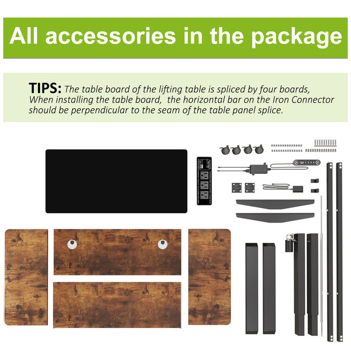 Kashif 55'' Electric Height Adjustable Standing Desk With 2 USB Ports, 3 Power Outlets, and 4 Casters, 2 Hooks, Big Mouse Pad Inbox Zero Color: Brown