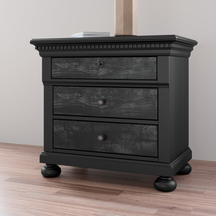 Waylon 3 - Drawer Solid Wood Nightstand in Black/Silver Greyleigh™