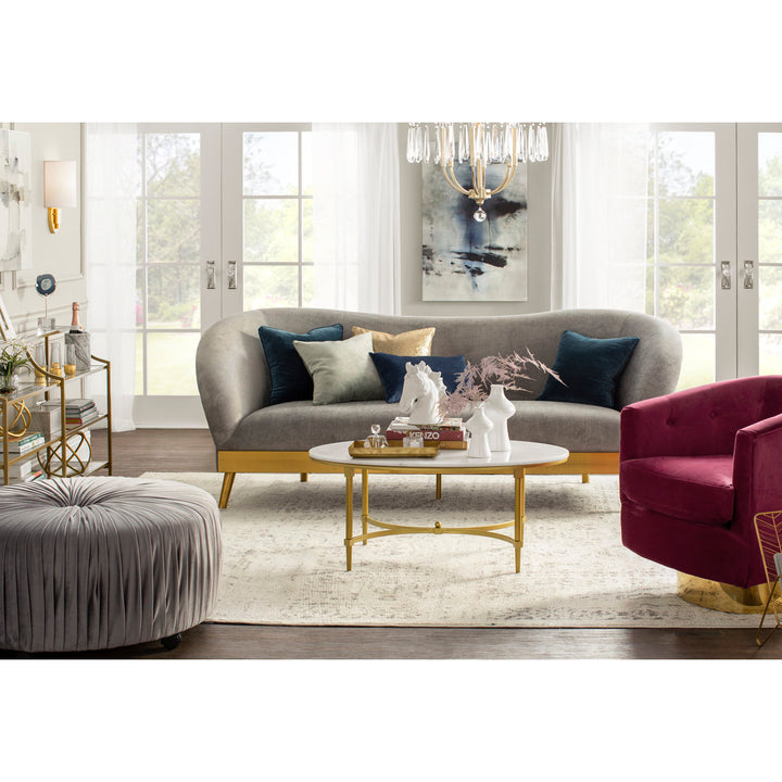 Bordeaux Gold Metal Faux Marble Top Oval Coffee Table Madison Park Signature