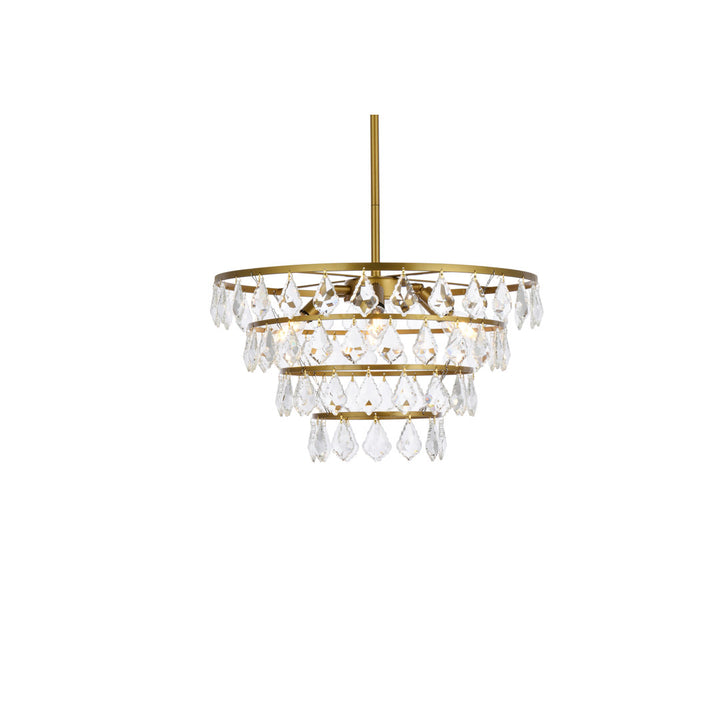 Marina 6 - Light Unique Tiered Chandelier with Crystal Greyleigh™ Size: 58" H x 28" W x 28" D Finish: Brass
