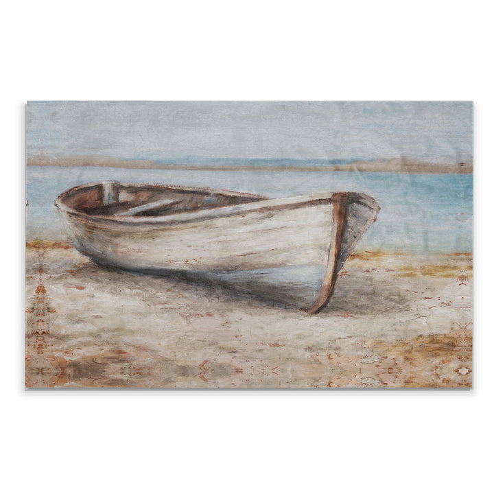 Embellished Whitewashed Boat - Print Beachcrest Home™ Size: 12" H x 18" W Format: Wrapped Canvas