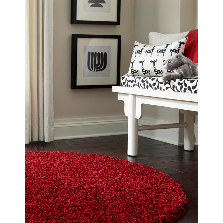 Angeline Cherry Red Area Rug Ebern Designs Rug Size: Round 8'