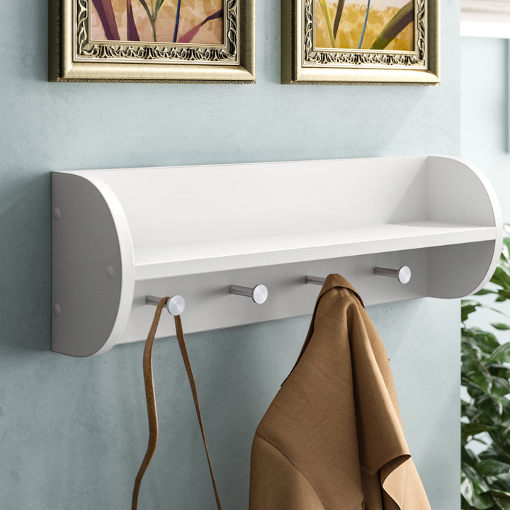 Kissena 4 - Hook Wall Mounted Coat Rack in White Andover Mills™