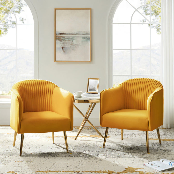 Ratzlaff 27" W Tufted Velvet Barrel Chair (Set of 2) Willa Arlo™ Interiors Fabric: Mustard Velvet