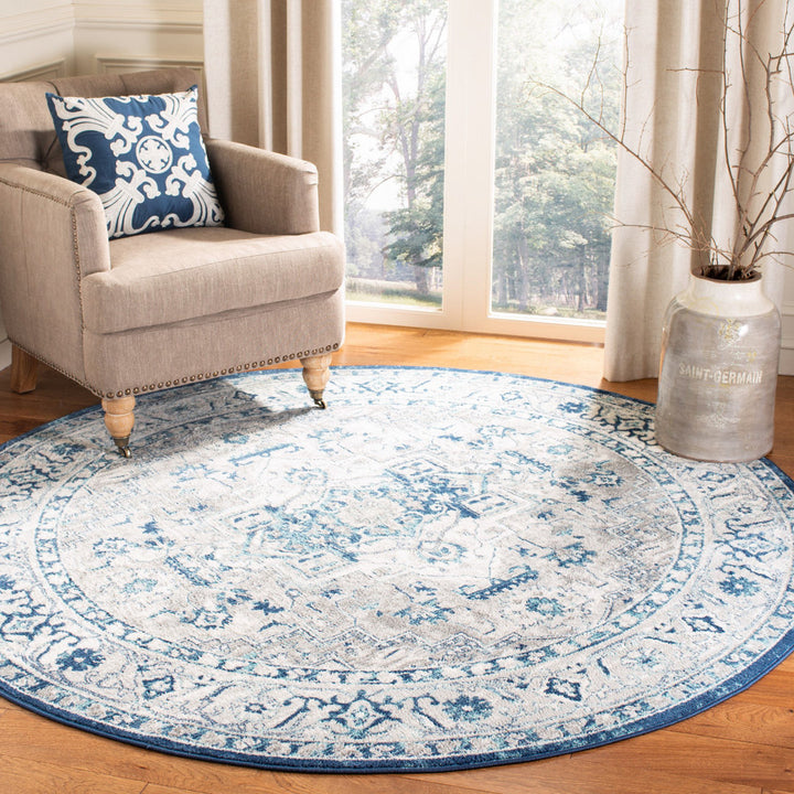 Camila Light Gray/Blue Oriental Rug Kelly Clarkson Home Rug Size: Round 9'