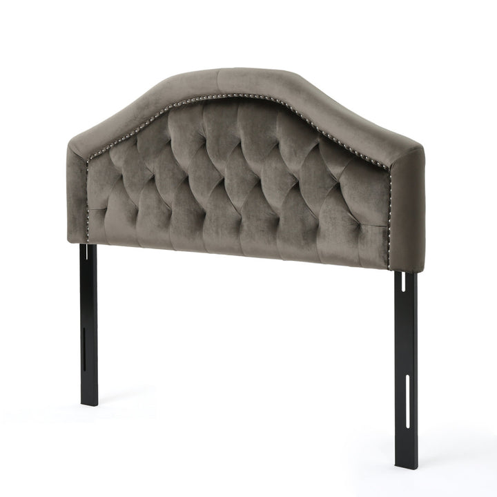 Danni Upholstered Metal Panel Headboard House of Hampton® Size: Full / Double Upholstery: Gray