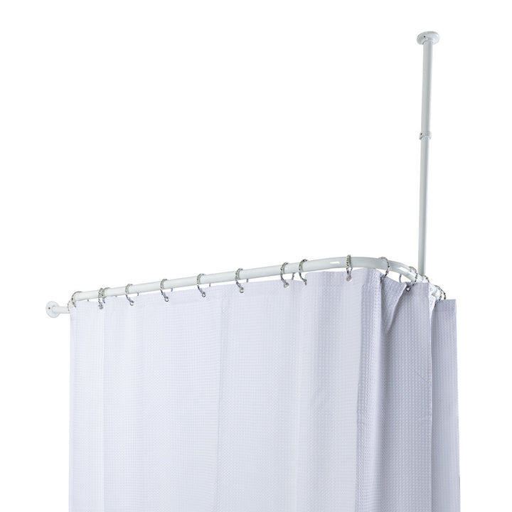 Rustproof 45.7" L D-Shaped Fixed Shower Curtain Rod & Hook Set Utopia Alley Finish: White