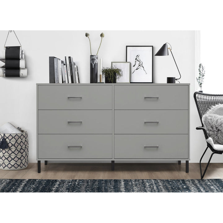 Alexei 6 Drawer 58.5" W Double Dresser Zipcode Design™ Color: Gray