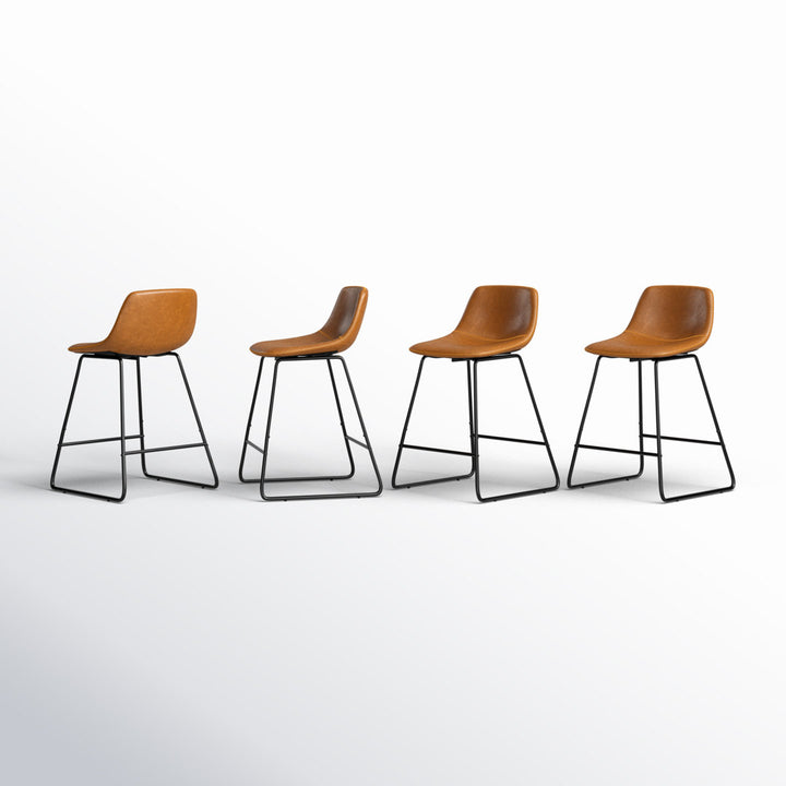 Hambrook Bar & Counter Stool (Set of 4) Trent Austin Design® Upholstery: Whiskey Brown, Seat Height: Counter Stool (24" Seat Height)