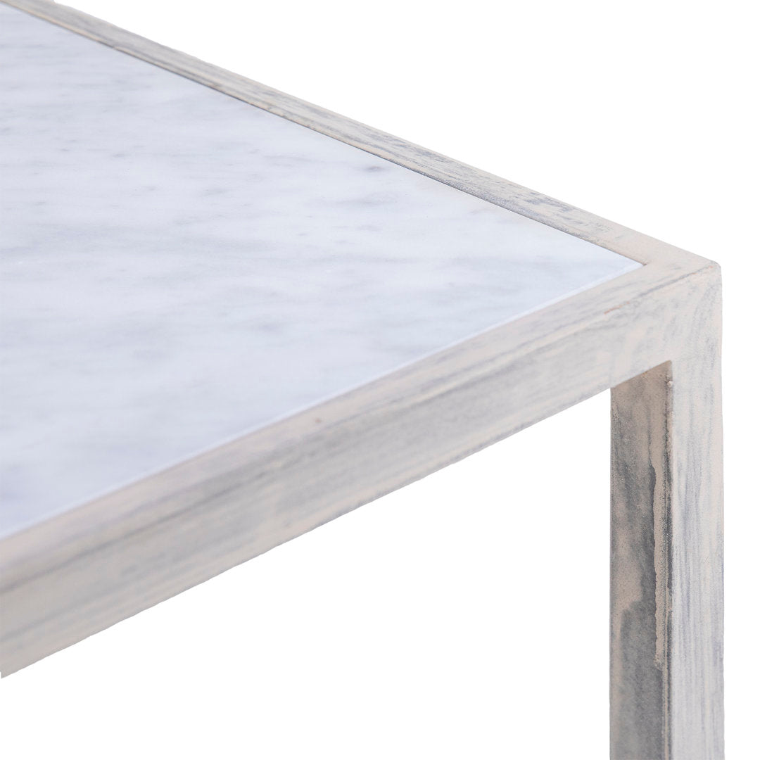 LA Marble Cross Legs End Table ellahome Table Base Color: Deep Ocean