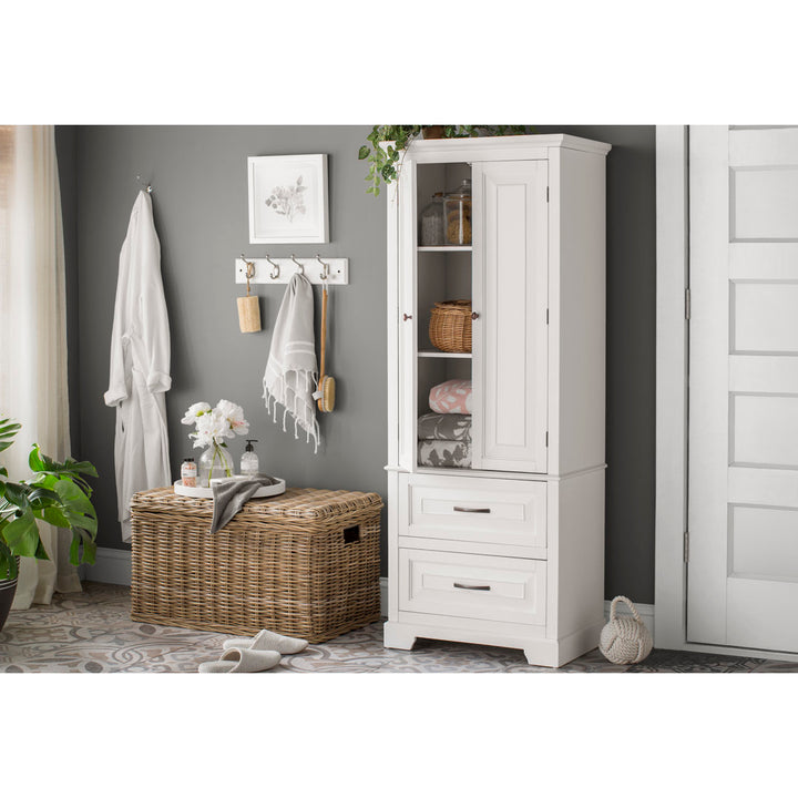 Arapahoe Tall Accent Linen Storage Cabinet with 2 Drawers Greyleigh™