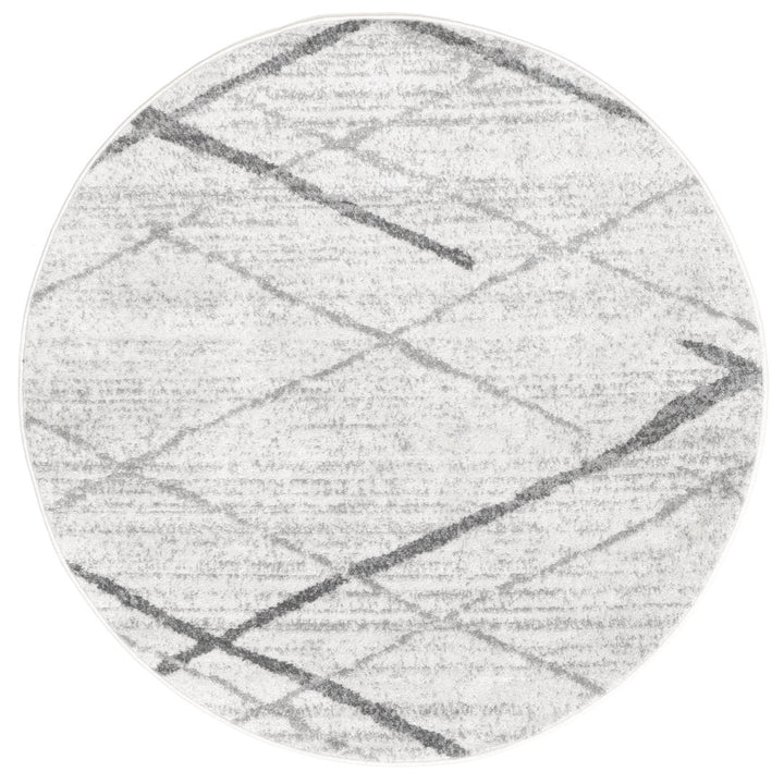 Amii Abstract Stripe Contemporary Ivory/Gray/Charcoal Area Rug Wrought Studio™ Rug Size: Round 5'