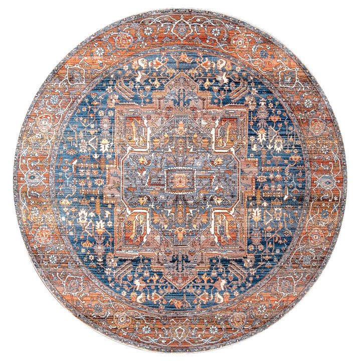 Windmere Traditional Oriental Medallion Rust/Brick/Navy Area Rug Langley Street® Rug Size: Round 7'10"
