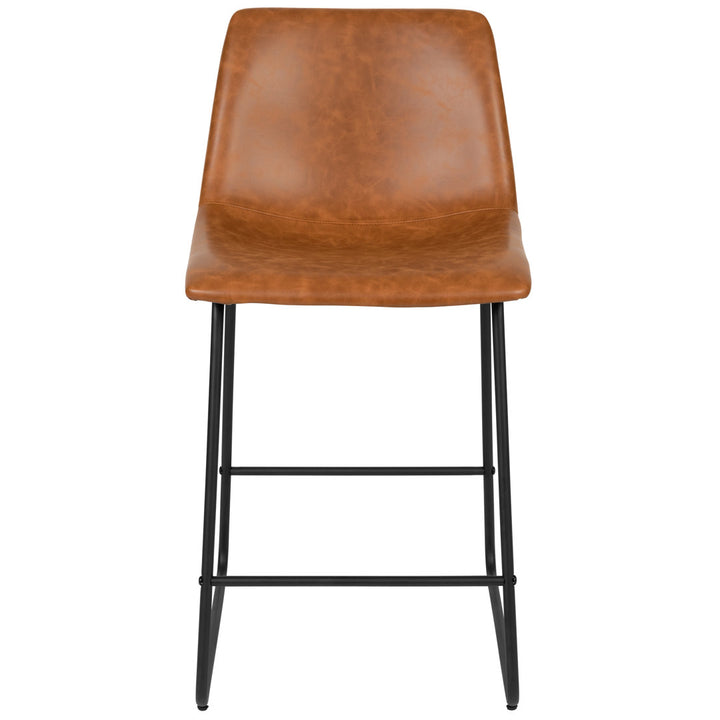 Liekele Upholstered Counter Height Modern Dining Stools by Flash Furniture (Set of 2) Ivy Bronx Seat Height: Counter Stool (24” Seat Height), Upholstery: Light Brown Faux Leather
