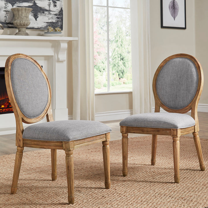 Libretto Linen Upholstered Side Chair (Set of 2) Kelly Clarkson Home Color: Gray Linen, Leg Color: Natural