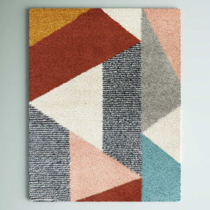 Satterlee Geometric Orange/Gray/Brown Area Rug Mercury Row® Rug Size: Rectangle 4'4" x 6'