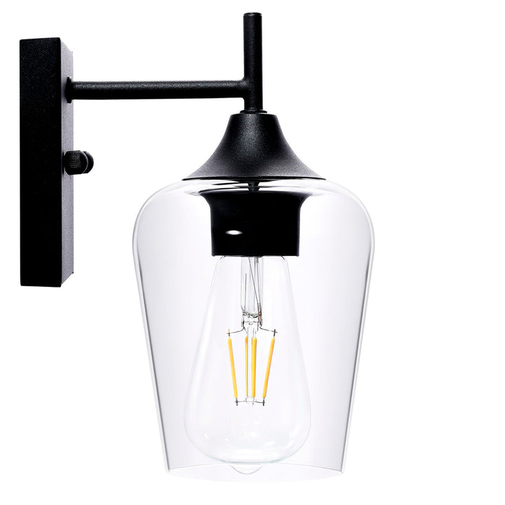 Herriman 1 - Light Dimmable Armed Sconce Ebern Designs Shade Color: Clear Finish: Matte Black
