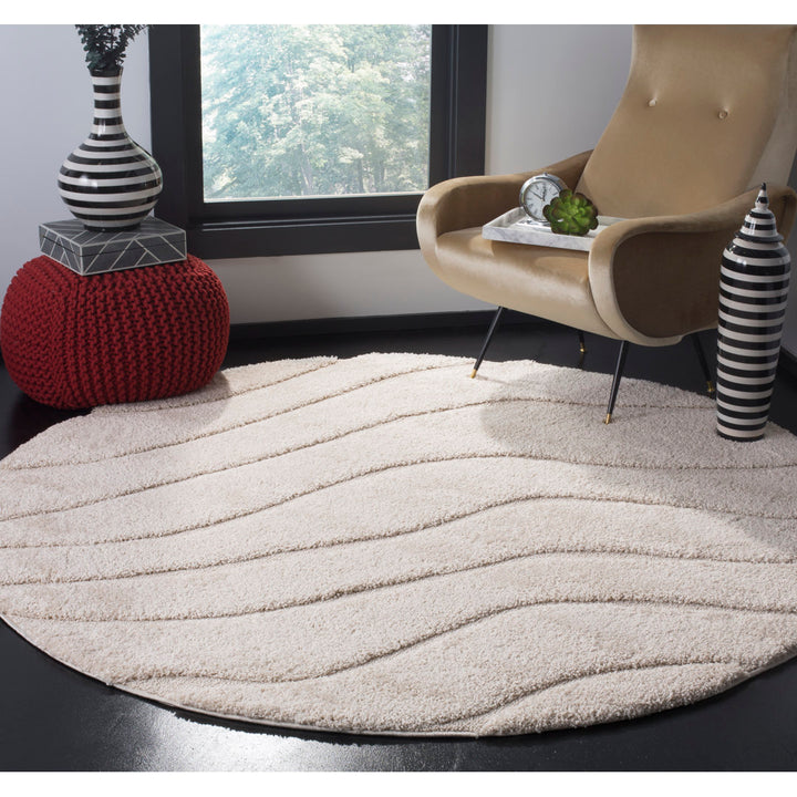 Ashal Abstract Cream Area Rug Wade Logan® Rug Size: Round 6'7"