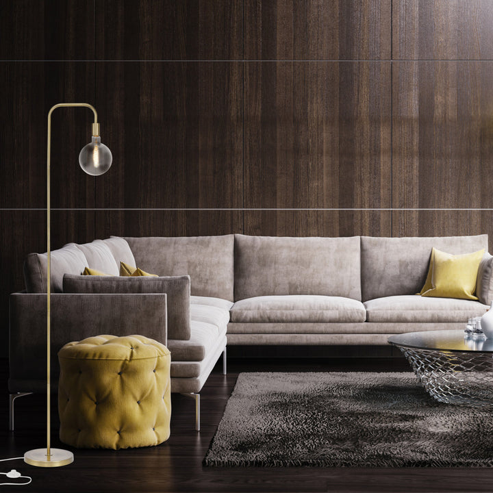 Kazutaka 70" Arched Floor Lamp 17 Stories Base Finish: Matte Brass
