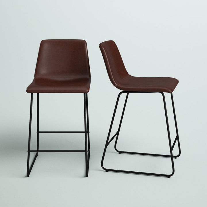 Liekele Upholstered Counter Height Modern Dining Stools by Flash Furniture (Set of 2) Ivy Bronx Seat Height: Counter Stool (24” Seat Height), Upholstery: Dark Brown Faux Leather