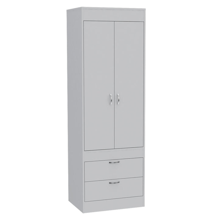 Lisboa Armoire with Double Doors, 2 Drawers, and Hanging Rod Latitude Run® Color: White