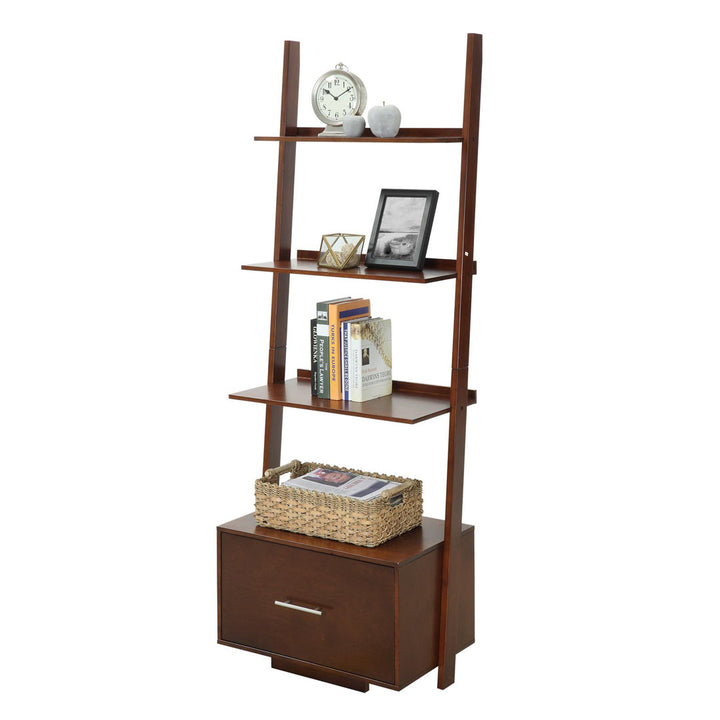 69'' H x 24.75'' W Solid Wood Ladder Bookcase Ebern Designs Color: Espresso