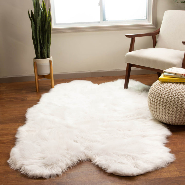 Diller White Faux Sheepskin Fur Machine Washable Shag Fluffy Area Rug Willa Arlo™ Interiors Rug Size: Novelty 4' x 6'