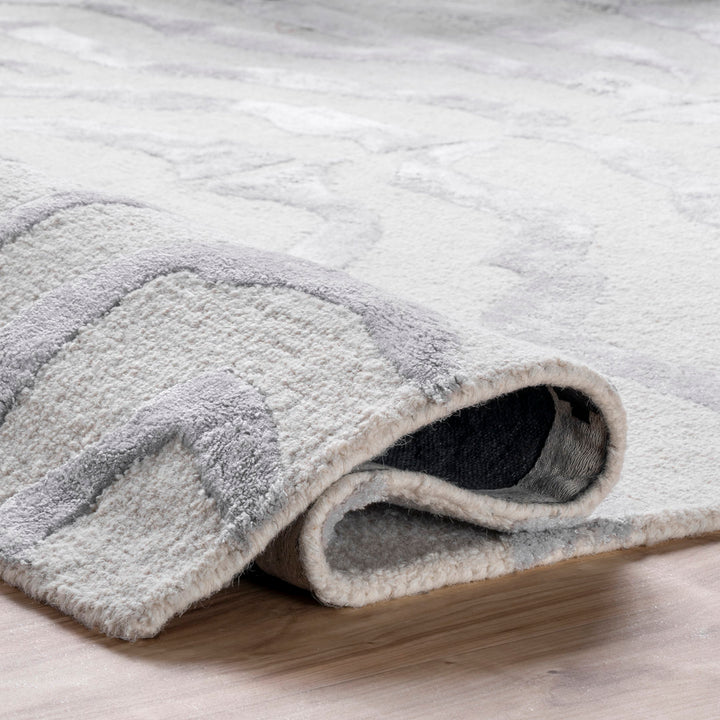 Fathima Animal Print Hand Tufted Wool Gray Area Rug Mercer41 Rug Size: Rectangle 7'6" x 9'6"