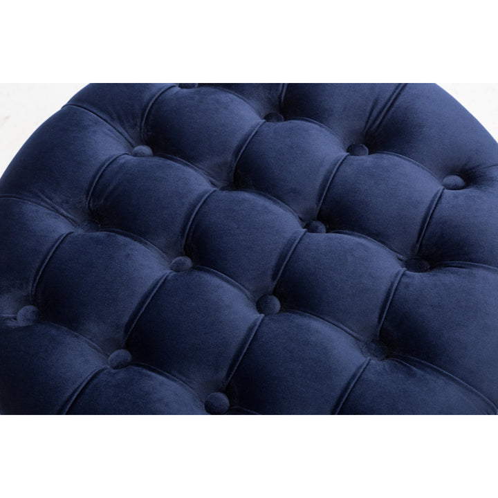 Doud 20" Wide Velvet Tufted Round Storage Ottoman Willa Arlo™ Interiors Fabric: Blue Velvet