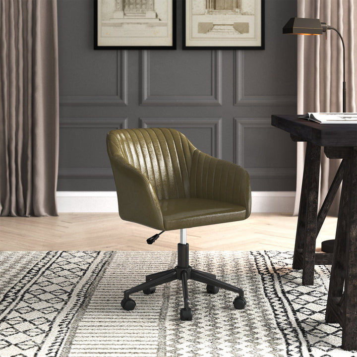 Flannigan Polyurethane Task Chair Greyleigh™ Upholstery Color: Green
