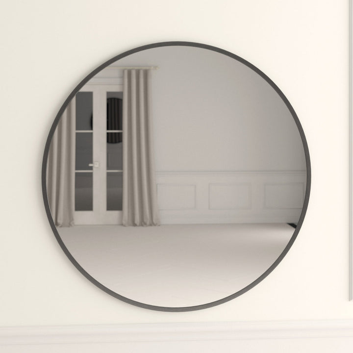 Sabine Metal Round Wall Mirror RE/FINE™ Size: 42" x 42" Finish: Black